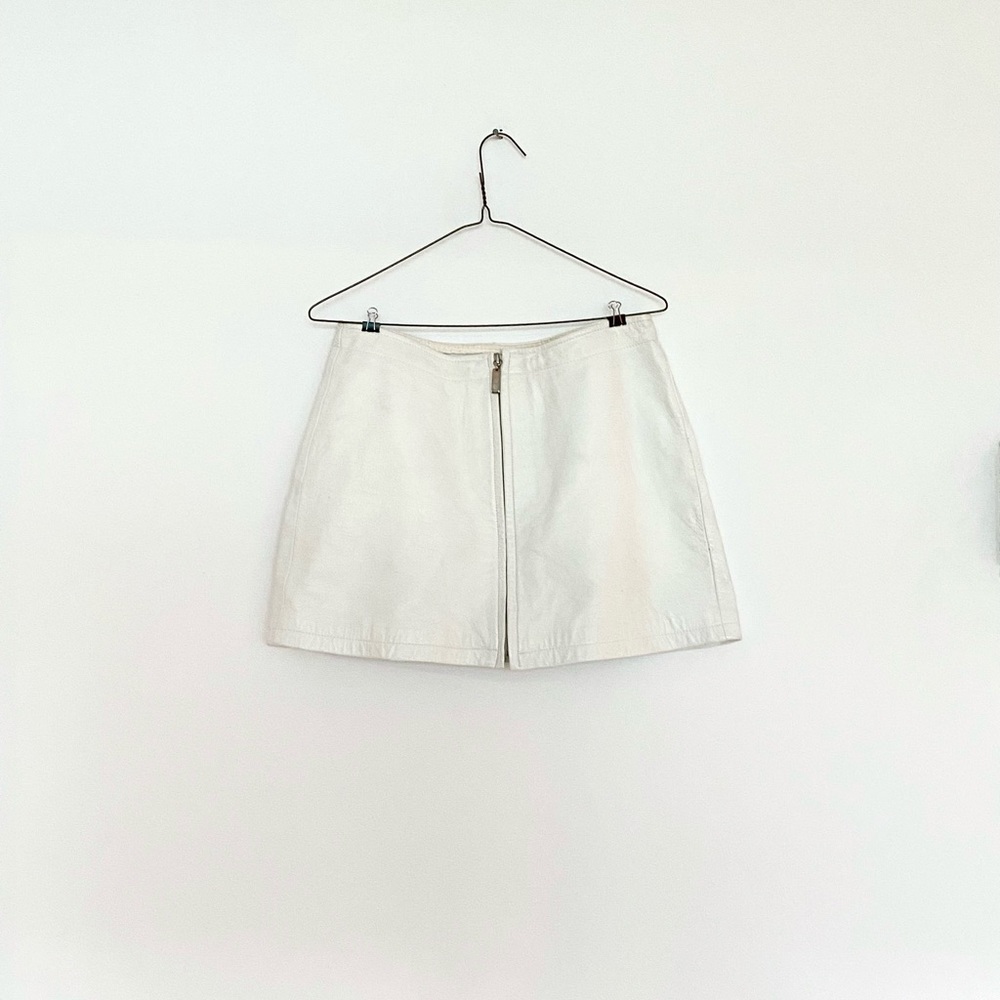 90s DKNY Jeans white leather mini skirt Size 8